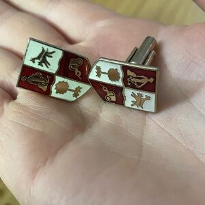 Elegant Red and White Cufflinks